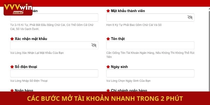 Các bước mở tài khoản nhanh trong 2 phút
