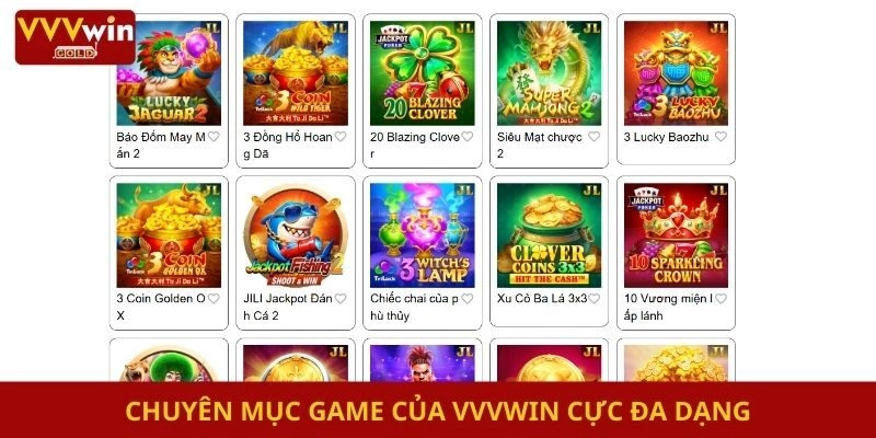 Chuyên mục game của Vvvwin cực đa dạng