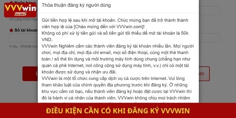 Điều kiện cần có khi đăng ký Vvvwin