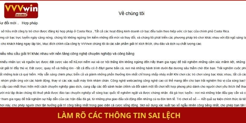 Làm rõ các thông tin sai lệch