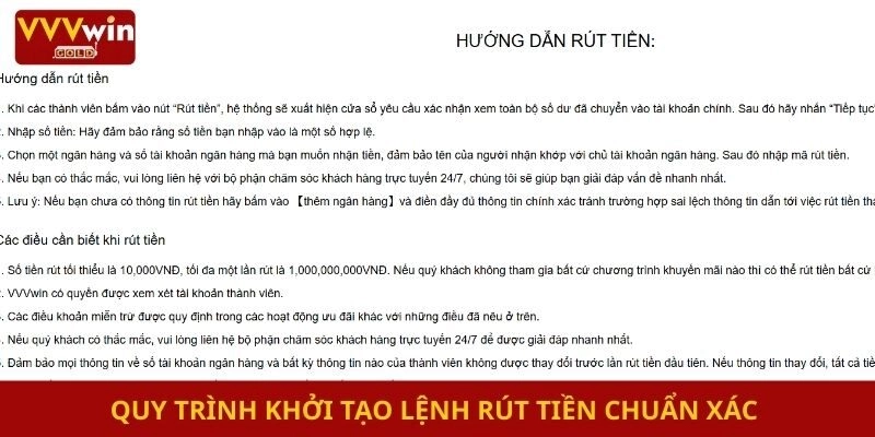 Quy trình khởi tạo lệnh rút tiền chuẩn xác 